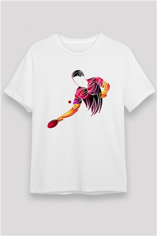 Masa tenisi Beyaz Unisex Tişört T-Shirt - TişörtFabrikası