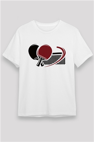 Masa tenisi Beyaz Unisex Tişört T-Shirt - TişörtFabrikası