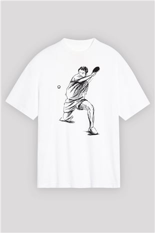 Masa tenisi Beyaz Oversize Tişört Oversize T-shirt - TişörtFabrikası