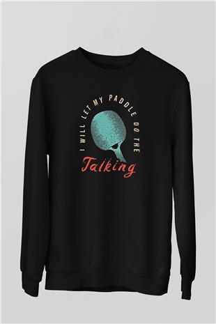 Masa Tenisi - Ping Pong Baskılı Unisex Siyah Sweatshirt