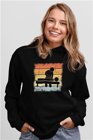 Masör Siyah Unisex Kapüşonlu Sweatshirt