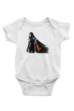 Mass Effect Baskılı Beyaz Unisex Bebek Body - Zıbın