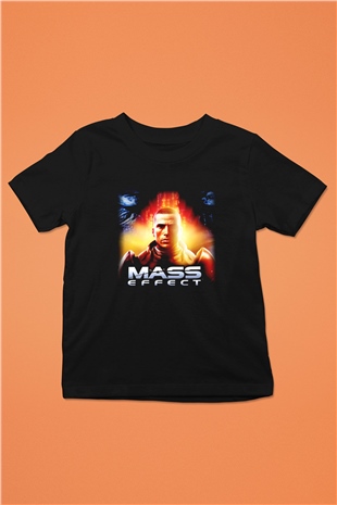 Mass Effect Baskılı Siyah Unisex Çocuk Tişört