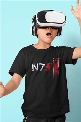 Mass Effect Baskılı Siyah Unisex Çocuk Tişört