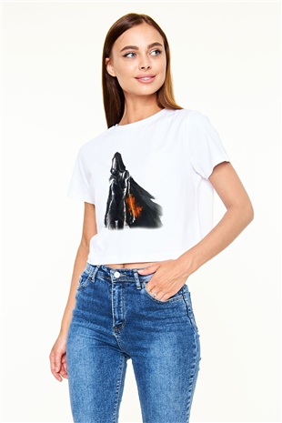 Mass Effect Beyaz Croptop Tişört
