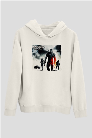 Mass Effect Beyaz Unisex Hoodie
