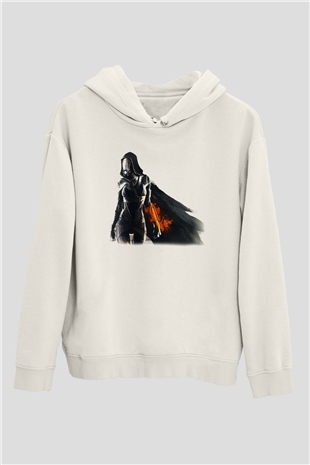 Mass Effect Beyaz Unisex Kapşonlu Sweatshirt