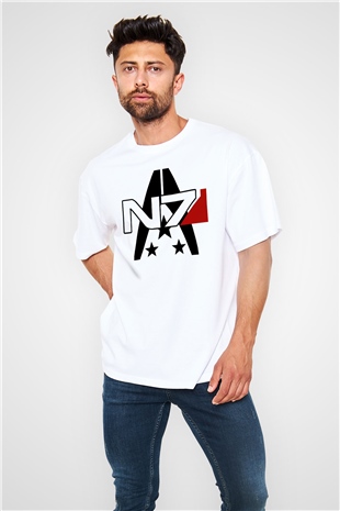 Mass Effect Beyaz Oversize Tişört Oversize T-shirt