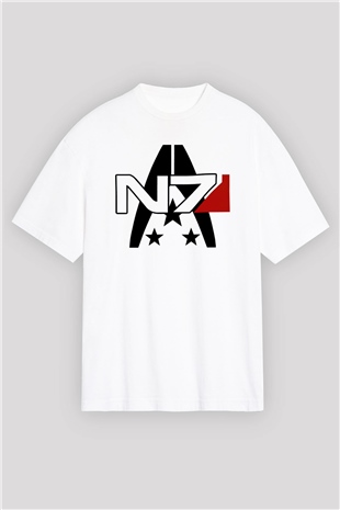 Mass Effect Beyaz Oversize Tişört Oversize T-shirt
