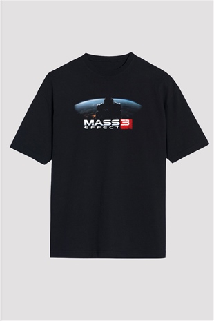 Mass Effect Siyah Unisex Oversize Tişört T-Shirt