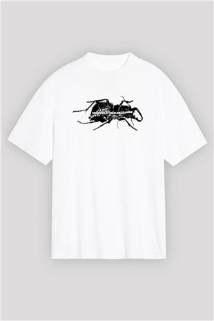 Massive Attack Baskılı Beyaz Unisex Oversize Tişört - Tshirt