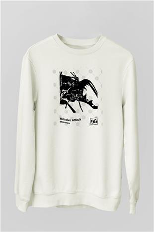 Massive Attack Baskılı Beyaz Unisex Sweatshirt