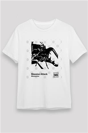 Massive Attack Baskılı Unisex Beyaz Tişört - Tshirt