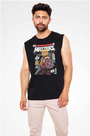 Master Baskılı Unisex Siyah Kolsuz Tişört