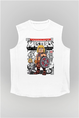 Master Of The Universe Baskılı Unisex Beyaz Kolsuz Tişört