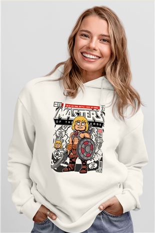 Master Of The Universe Baskılı Unisex Beyaz Hoodie