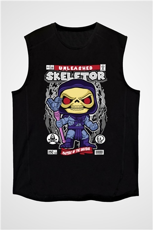 Master Of Universe Baskılı Unisex Siyah Kolsuz Tişört