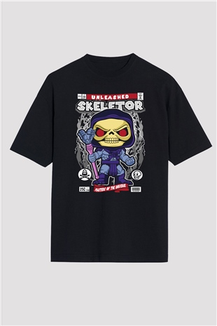 Master Of Universe Baskılı Unisex Siyah Oversize Tişört