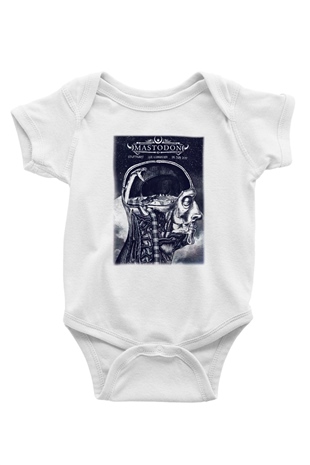 Mastodon Baskılı Beyaz Unisex Bebek Body - Zıbın
