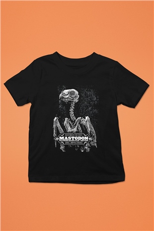 Mastodon Baskılı Siyah Unisex Çocuk Tişört