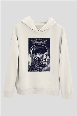 Mastodon Beyaz Unisex Kapşonlu Sweatshirt