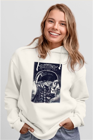 Mastodon Beyaz Unisex Kapşonlu Sweatshirt
