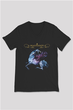 Mastodon Siyah Unisex V Yaka Tişört T-Shirt