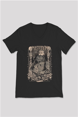Mastodon Siyah Unisex V Yaka Tişört T-Shirt