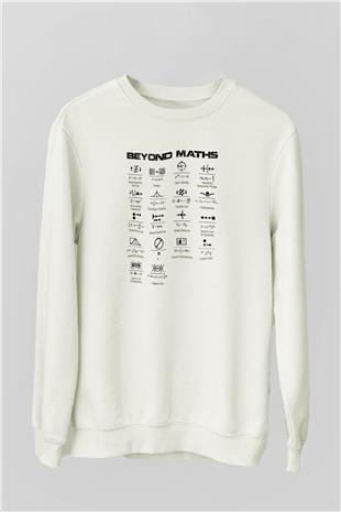 Matematiğin Ötesinde Baskılı Unisex Ekru Sweatshirt