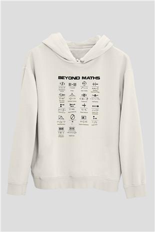Matematiğin Ötesinde Baskılı Unisex Ekru Hoodie