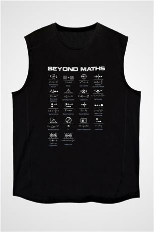 Matematiğin Ötesinde Baskılı Unisex Kolsuz Siyah Tişört - Tshirt