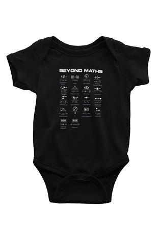 Matematiğin Ötesinde Baskılı Unisex  Siyah Bebek Body - Zıbın