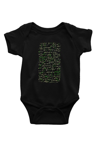 Matematik Fizik Formülleri  Baskılı Unisex Siyah Bebek Body - Zıbın