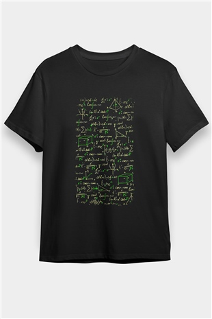 Matematik Fizik Formülleri  Baskılı Unisex Siyah Tişört