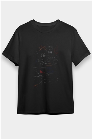 Matematik Fonksiyon Grafikleri Baskılı Unisex Siyah Tişört