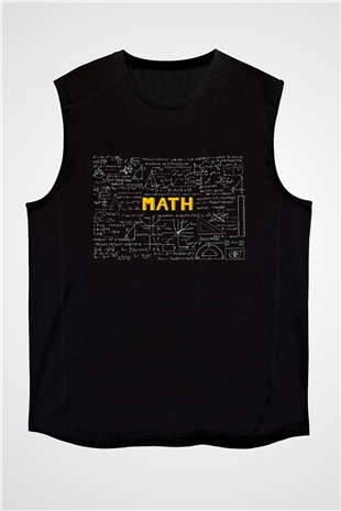 Matematik Kara Tahta Formüller Baskılı Unisex Siyah Kolsuz Tişört