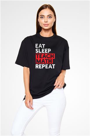 Matematik Öğretmeni Baskılı Unisex Oversize Tişört - Tshirt