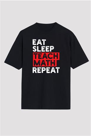 Matematik Öğretmeni Baskılı Unisex Oversize Tişört - Tshirt