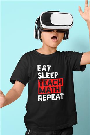 Matematik Öğretmeni Baskılı Unisex Siyah Çocuk Tişörtü - Tshirt
