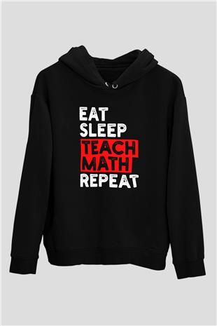 Matematik Öğretmeni Baskılı Unisex Siyah Kapüşonlu Sweatshirt