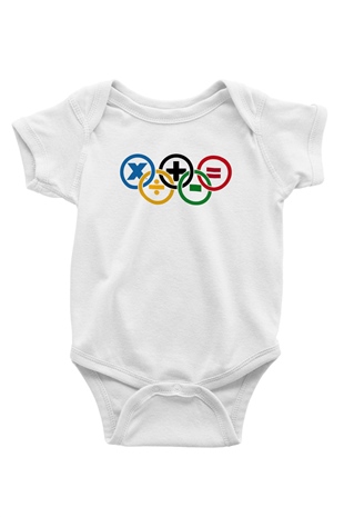 Matematikçi Baskılı Beyaz Unisex Bebek Body - Zıbın