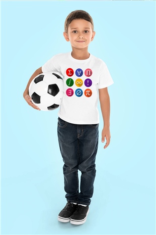 Matematikçi Baskılı Beyaz Unisex Çocuk Tişört