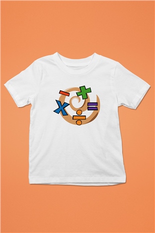 Matematikçi Baskılı Beyaz Unisex Çocuk Tişört