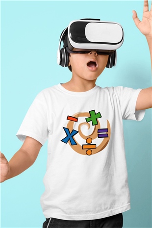 Matematikçi Baskılı Beyaz Unisex Çocuk Tişört
