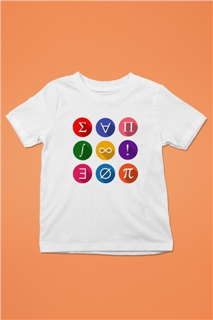 Matematikçi Baskılı Beyaz Unisex Çocuk Tişört