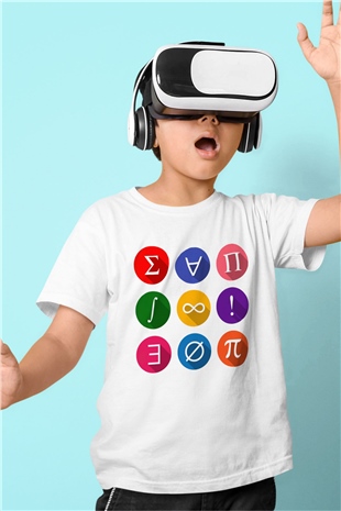 Matematikçi Baskılı Beyaz Unisex Çocuk Tişört