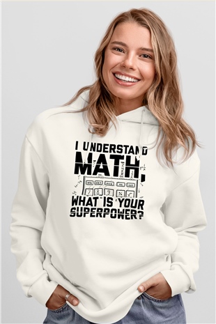 Matematikçi Beyaz Unisex Kapüşonlu Sweatshirt