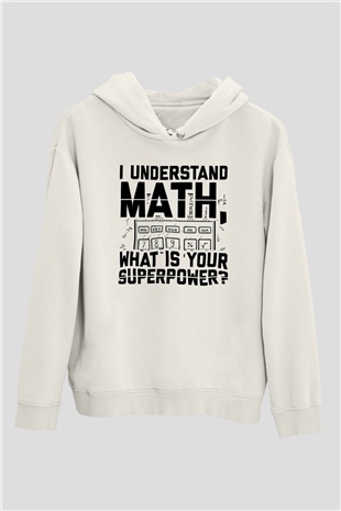Matematikçi Beyaz Unisex Kapüşonlu Sweatshirt