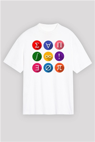 Matematikçi Beyaz Unisex Oversize Tişört T-Shirt