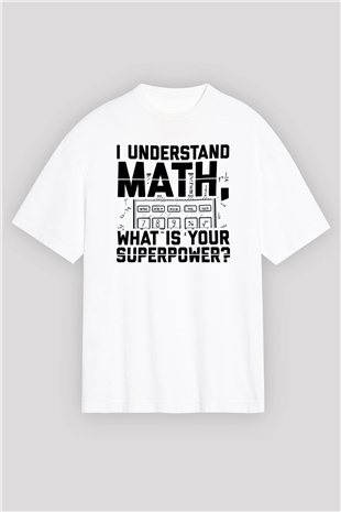 Matematikçi Beyaz Oversize Tişört Oversize T-shirt - TişörtFabrikası